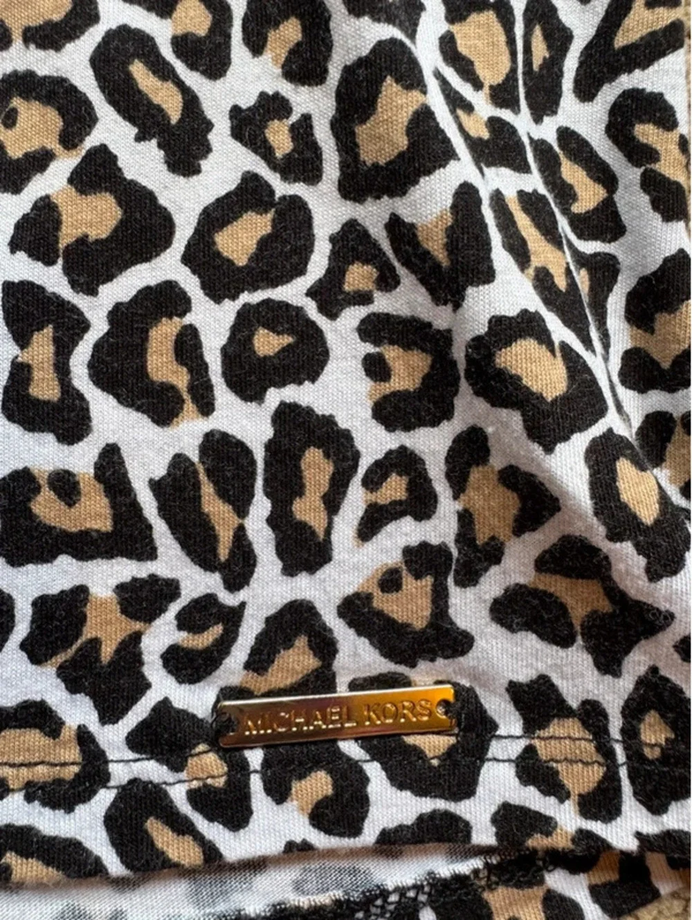 Michael Kors Women's Medium Leopard Print Top with Bell Sleeves